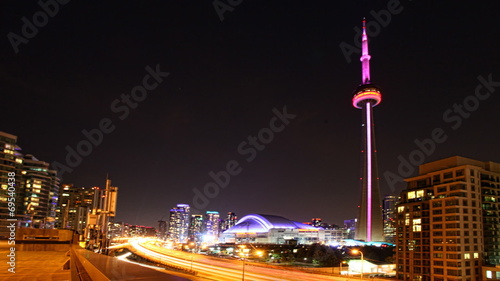 A timelapse view of Toronto at night