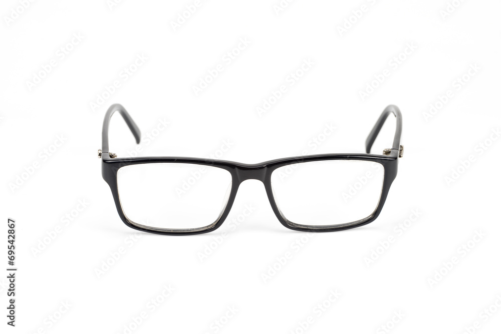 Black Eye Glasses look a bit nerd style Isolated on White Black Eye Glasses look a bit nerd style Isolated on White
