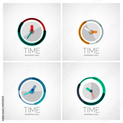 Set of clock, time company logos