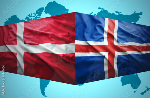 Waving Icelandic and Danish flags photo