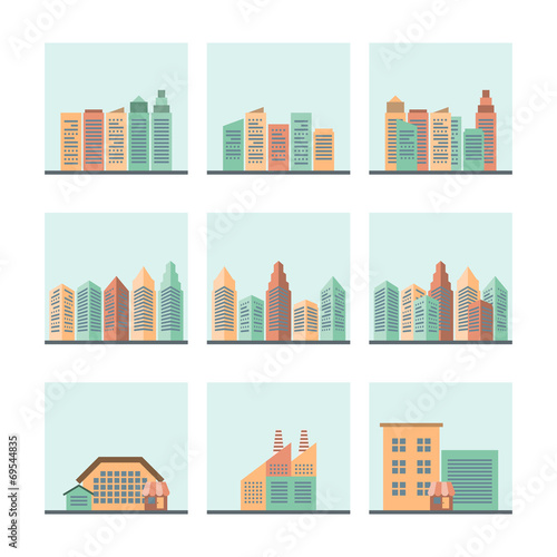 Cityscape icons set