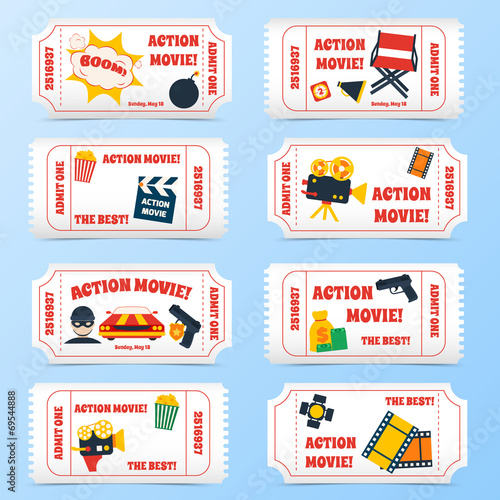 Action movie tickets set