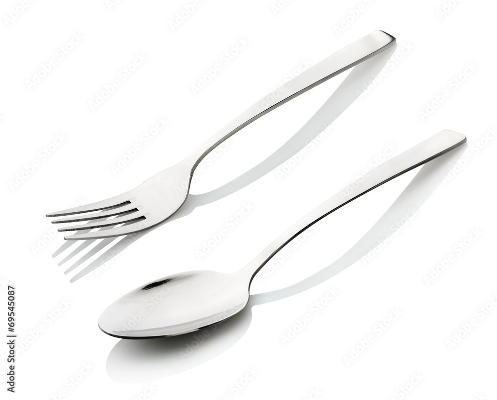 Cutlery - a spoon and fork isolated on white background Cutlery - a spoon and fork isolated on white background