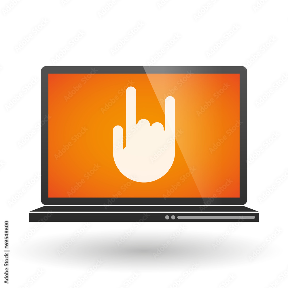 Laptop with a hand Laptop with a hand