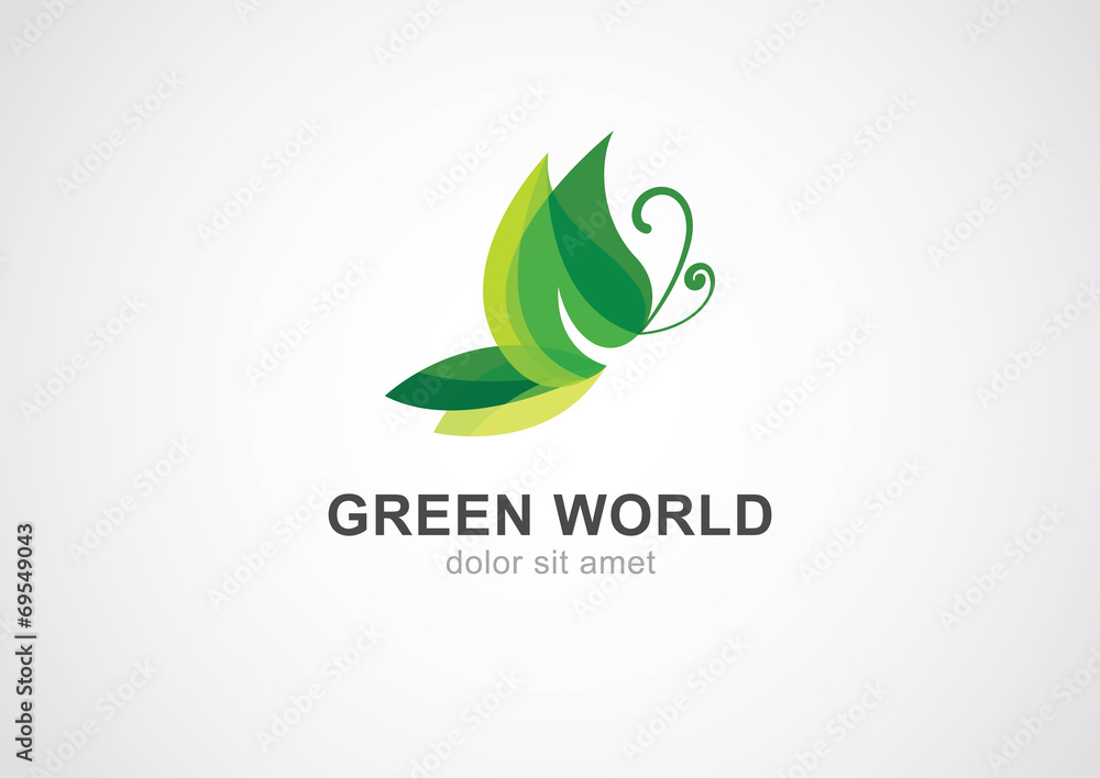 Obraz premium Butterfly leaf eco concept. Abstract vector logo design template