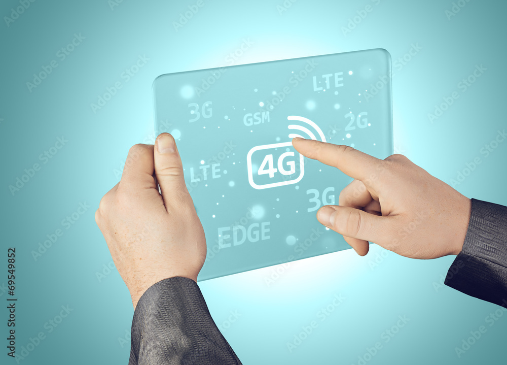 Businessman pushing 4g Businessman pushing 4g