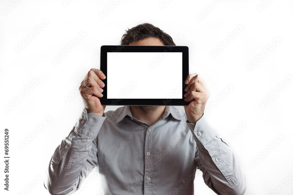 Business man using a tablet computer