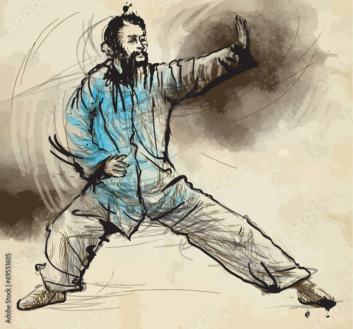 Tai Chi. An hand drawn illustration converted into vector