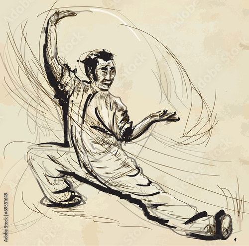 Tai Chi. An hand drawn illustration converted into vector