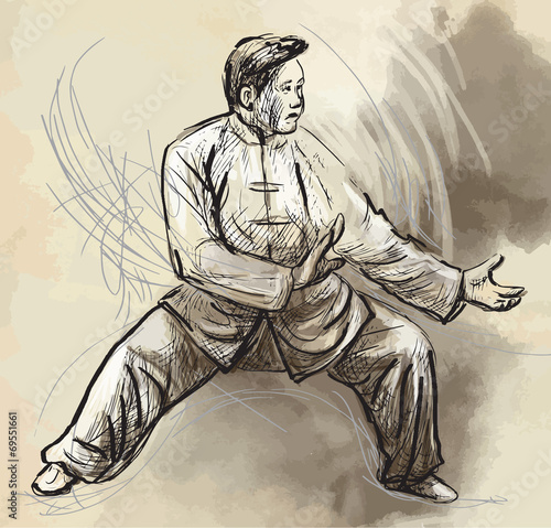 Tai Chi. An hand drawn illustration converted into vector
