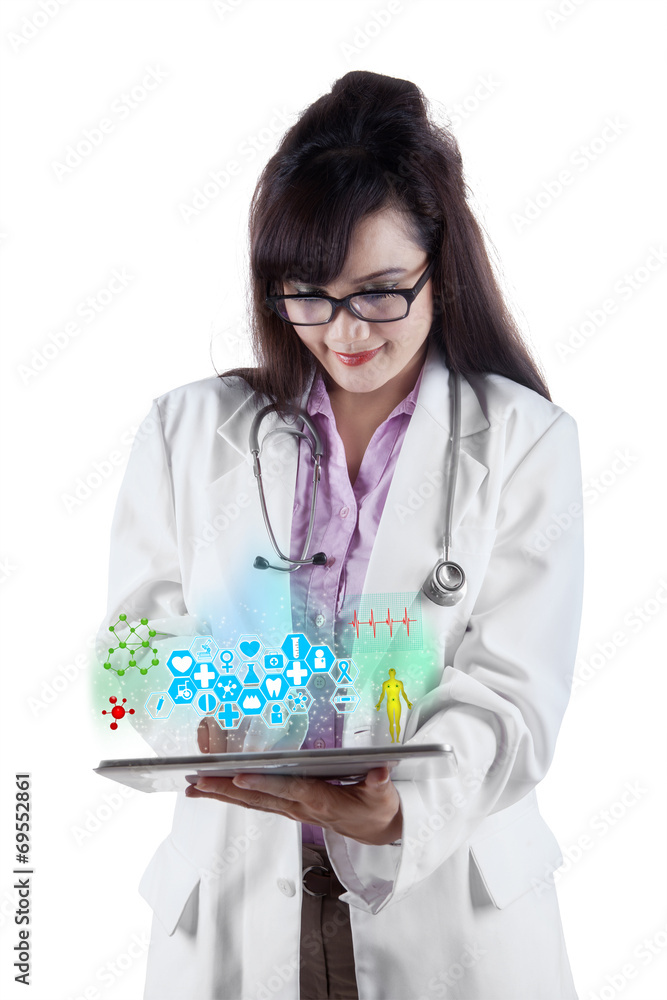 Doctor with medical apps on digital tablet 2 Doctor with medical apps on digital tablet 2