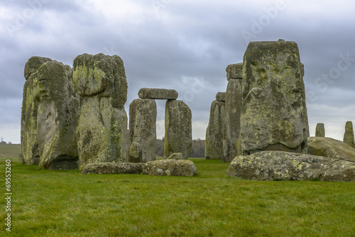 Stonehenge in a cloudy day in Wiltshire, England