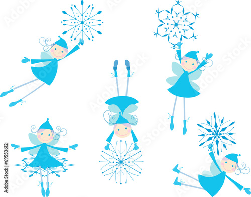 winter elves with snowflakes