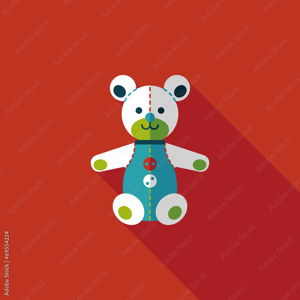 teddy bear flat icon with long shadow teddy bear flat icon with long shadow