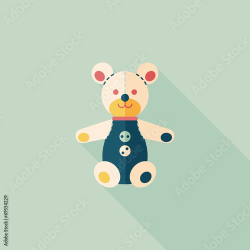 teddy bear flat icon with long shadow