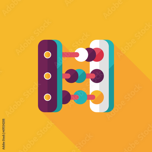 abacus calculation flat icon with long shadow