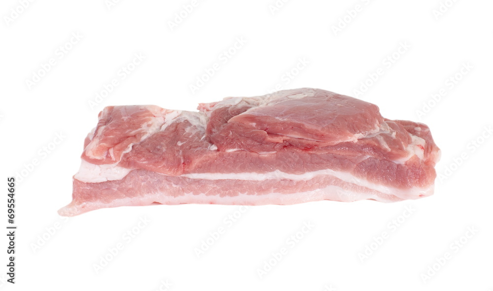 Streaky pork or pork belly isolated on white background Streaky pork or pork belly isolated on white background