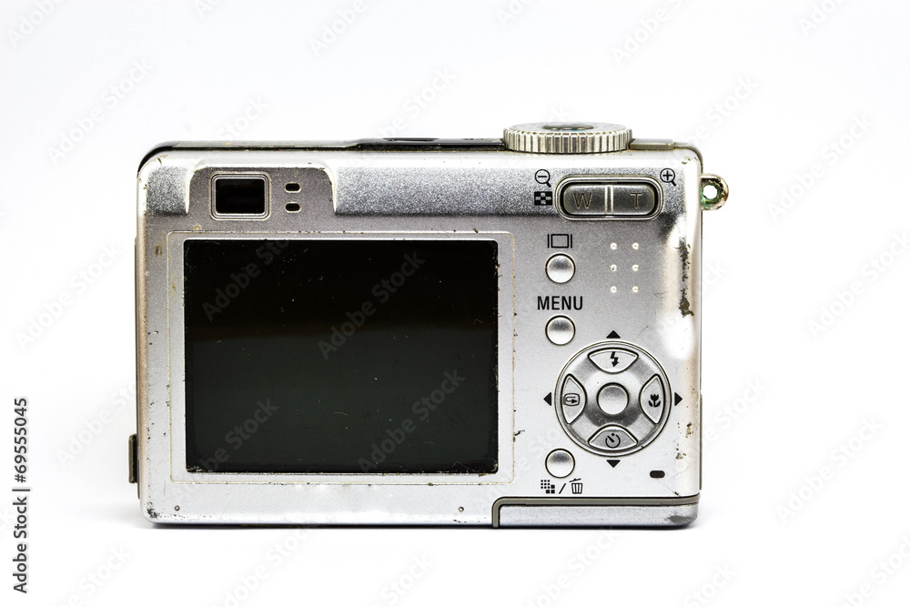 old compact camera on white background old compact camera on white background