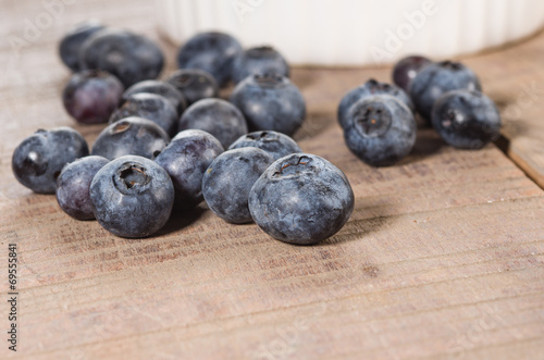 Fresh blueberries on a wooden table