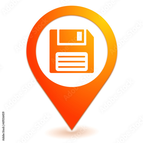 disquette sur symbole localisation orange