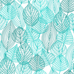 Foliage green leaves seamless pattern