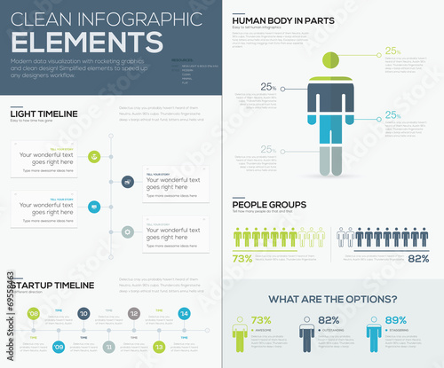 Green and blue infographic data visualization vector elements