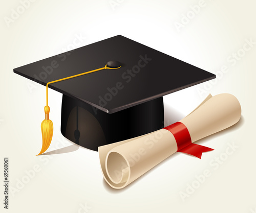 Graduation cap and diploma #69560061