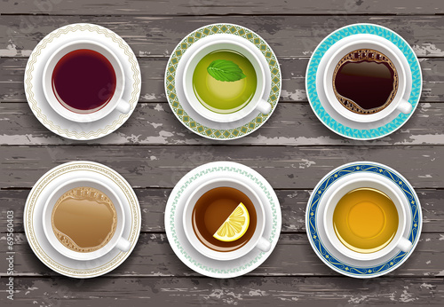Coffee on a wooden table. Wooden background