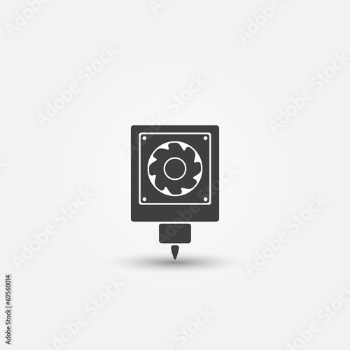 3D printer vector simple icon - abstract extruder symbol