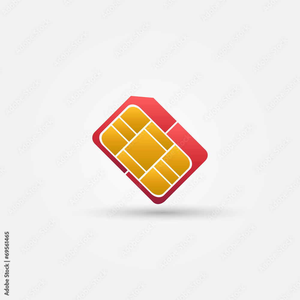 Micro SIM vector red simple icon - card for mobile phones symbol Micro SIM vector red simple icon - card for mobile phones symbol