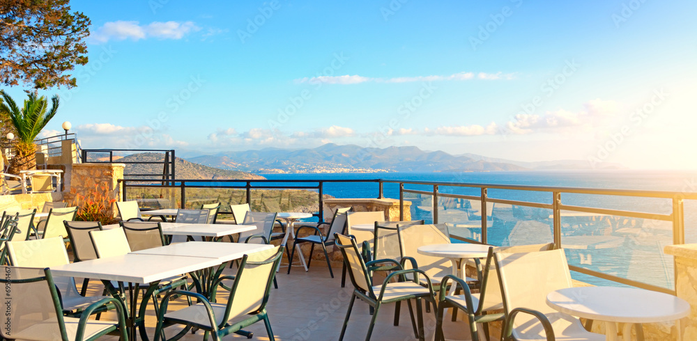 Cafes. Seascape. Greece