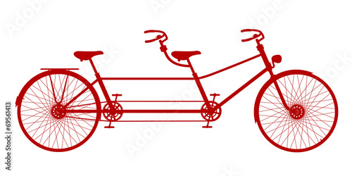 Retro tandem bicycle in red design