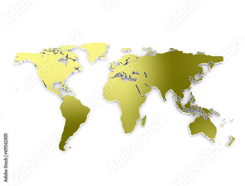 World map 3d embros dark gold metallic texture