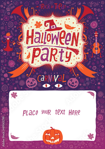 Halloween party invitation card, poster or background