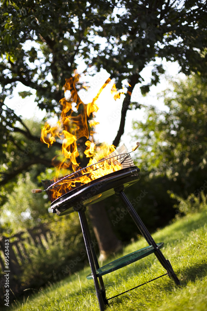 Naklejka premium Grill flame, hot burning