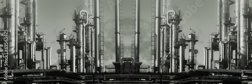 large petro refinery industry, wide panoramic perspective