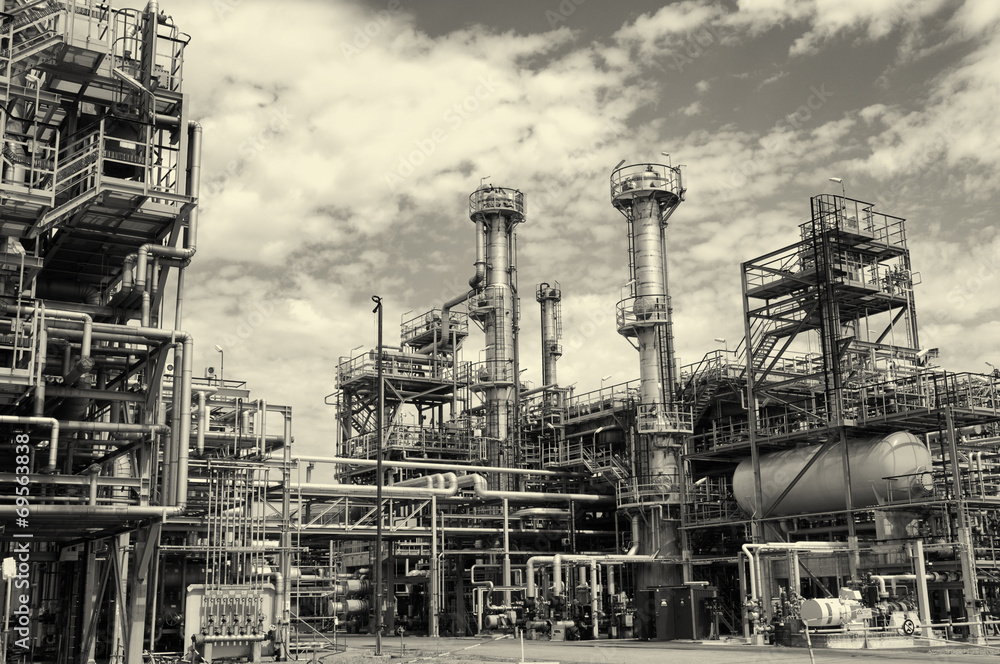 large oil and gas refinery, pipelines and towers large oil and gas refinery, pipelines and towers