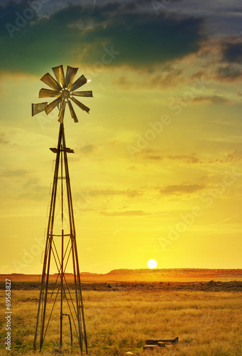 African farm land and windmill