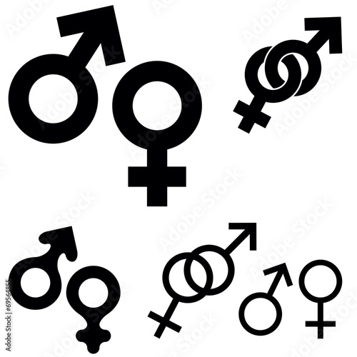Collection of sex symbols isolated on white background, vector