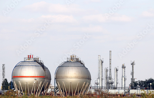 petrochemical plant with oil tanks