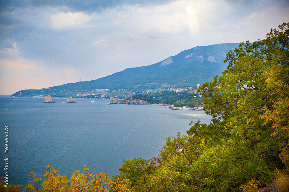 View of the city Gursuf in the Crimea, the Black Sea