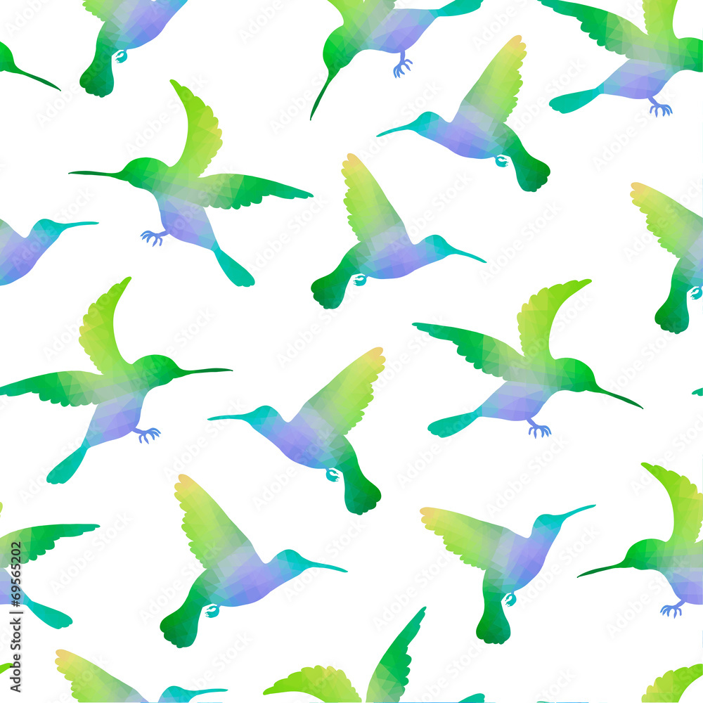 Fototapeta premium Seamless Nature Background with Hummingbirds