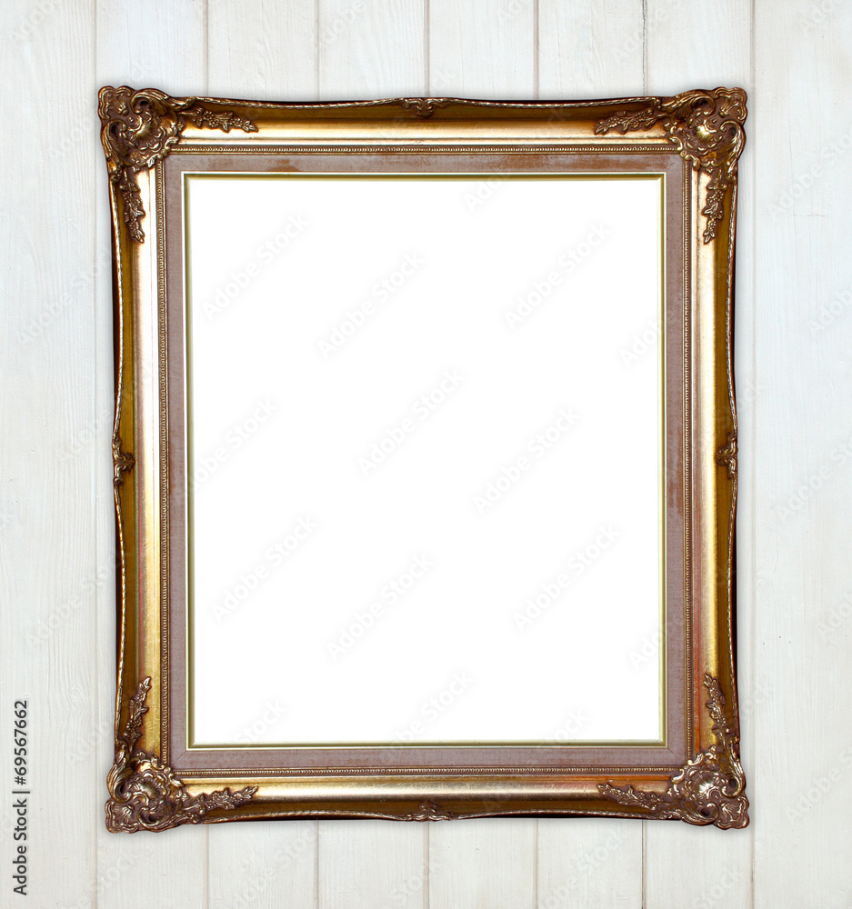 golden frame on wood wall background golden frame on wood wall background