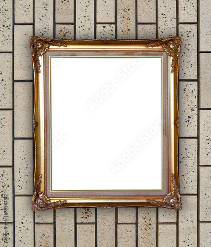 Wallpaper Mural golden frame on brick stone wall Torontodigital.ca