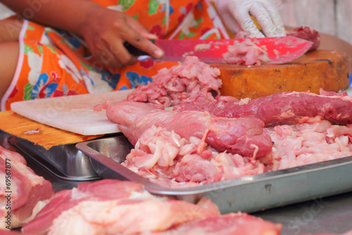 Fresh pork in the market