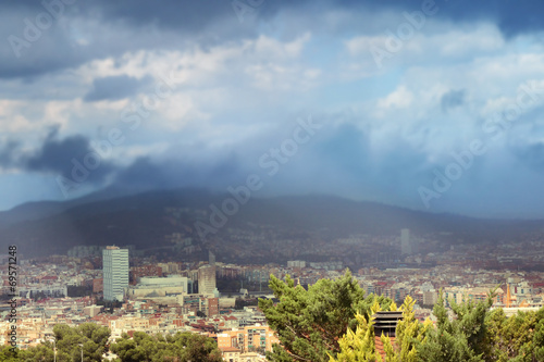Dark clouds over the city of Barcelona
