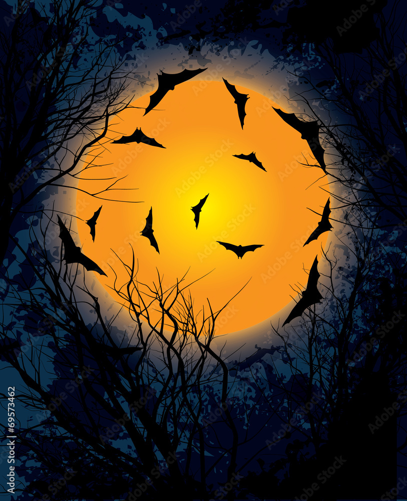 Halloween moon night background illustration