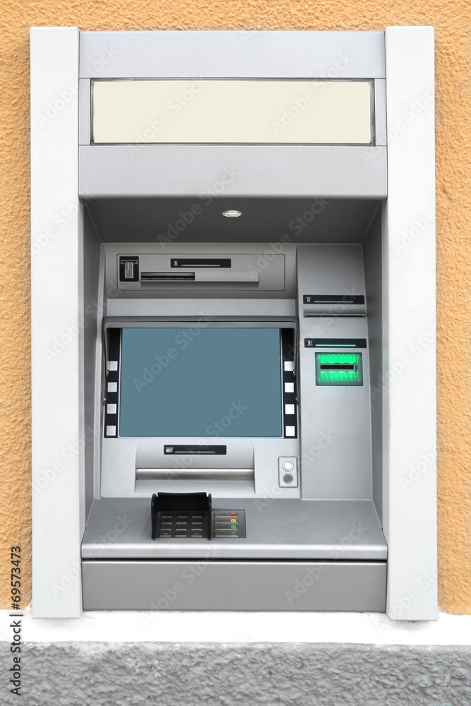 Automatic Teller Machine with Blank Screen in the wall Automatic Teller Machine with Blank Screen in the wall