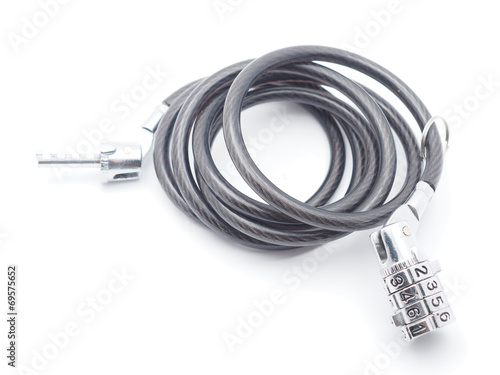 coded bike lock on a white background photo