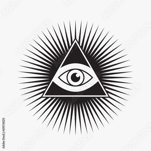 All seeing eye symbol, star shape, vector illustration